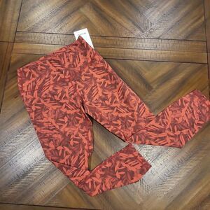 Lululemon Wunder Under High Right Tight 25" Red & Grey Tropical Print Size 10